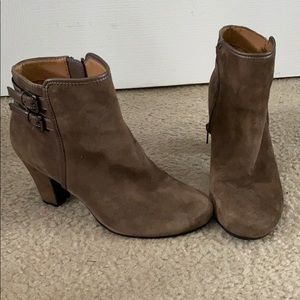 Brown leather ankle booties